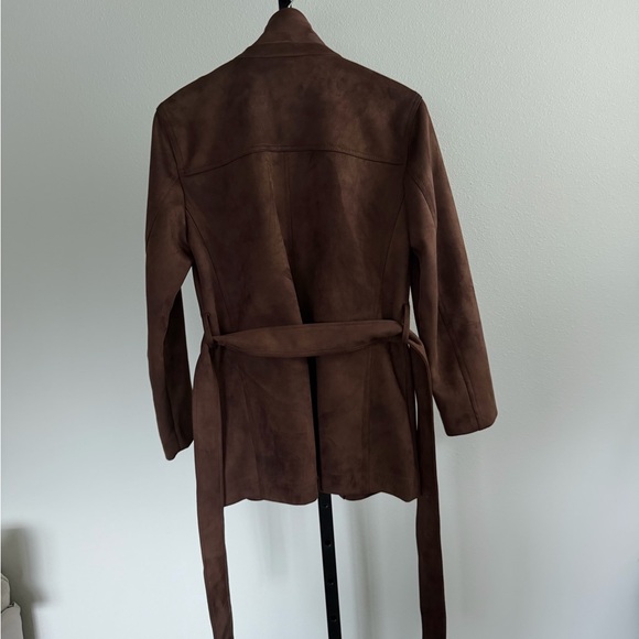 Zara Brown Suede Trench Coat - Picture 3 of 5
